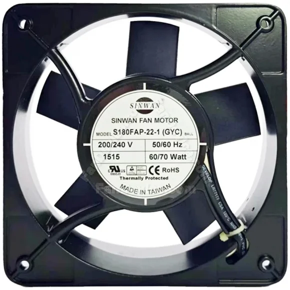 SINWAN S180FAP-22-1(GYC) 200/240V 60/70Watt Thermally Protected Cooling Fan