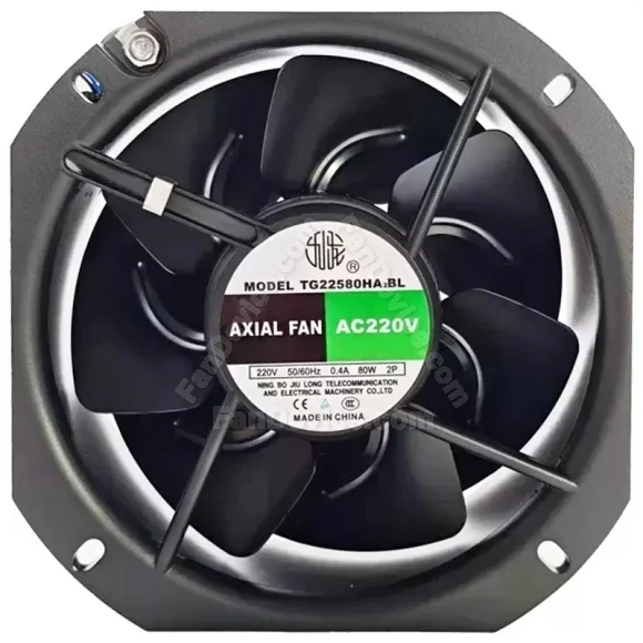 JIULONG TG22580HA2BL AC 220V 0.4A 80W 2 Wires Axial Cooling Fan