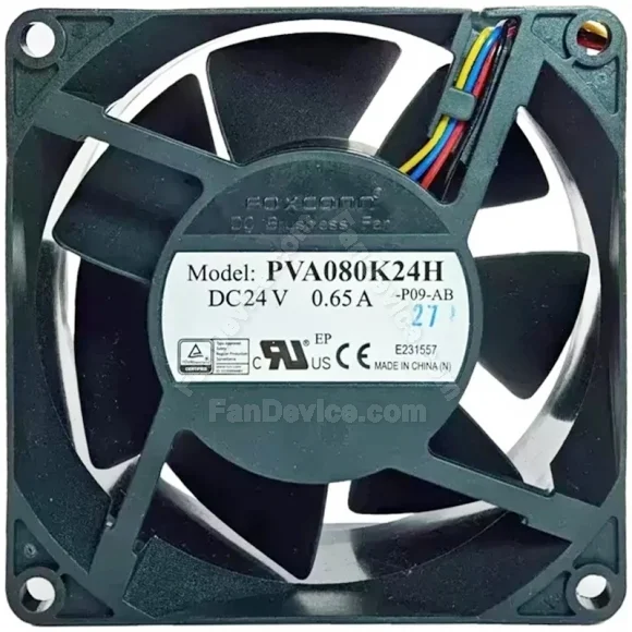 Foxconn PVA080K24H 24V 0.65A DC Brushless 4 Wires Axial Cooling Fan