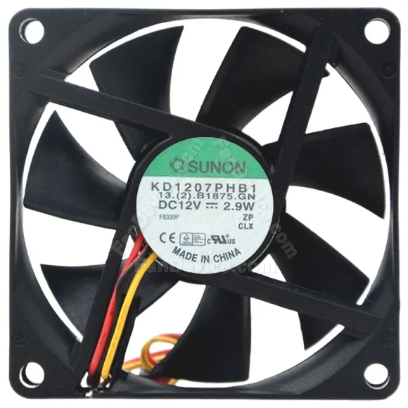 Sunon KD1207PHB1 DC 12V 2.9W 3 Wires Axial Cooling Fan