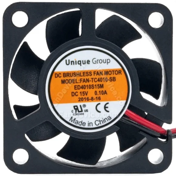 Unique Group FAN-TC4010-SB ED4010S15M DC 15V 0.10A 2 Wires Cooling Fan