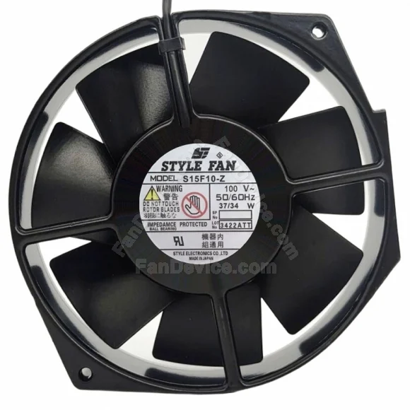 STYLE FAN S15F10-Z 100V 37/34W Ball Bearing Impedance Protected Cooling Fan