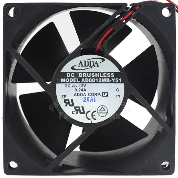 ADDA AD0812MB-Y51 12V 0.24A DC Brushless 2 Wires Axial Cooling Fan