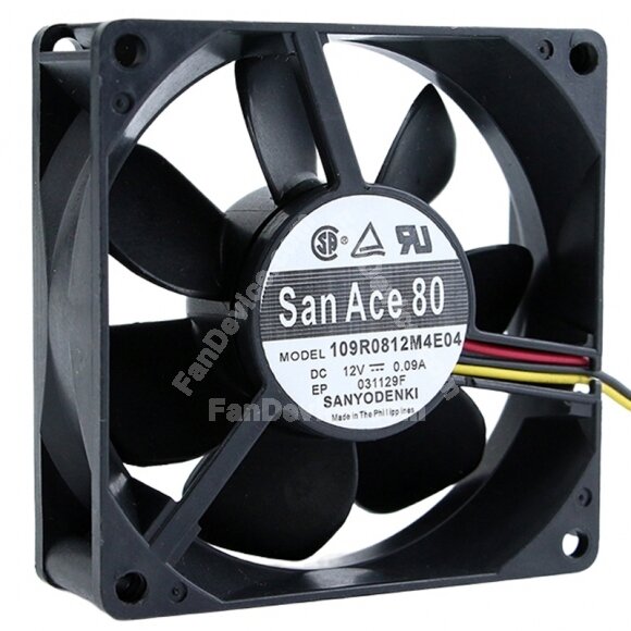 Sanyo Denki 109R0812M4E04 DC 12V 0.09A 2 Wires / 3 Wires Axial Cooling Fan