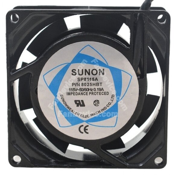 Sunon 8025HBT AC 115V 0.19A Impedance Protected Axial Cooling Fan
