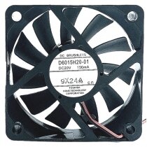 TOSHIBA D6015H20-01 DC 20V 100mA 2 Wires Brushless Axial Cooling Fan