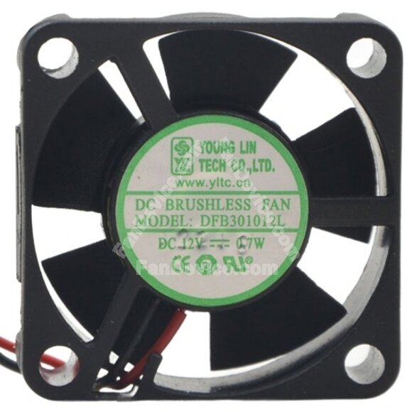 YOUNG LIN DFB301012L DC 12V 0.7W 2 Wires Brushless Axial Cooling Fan