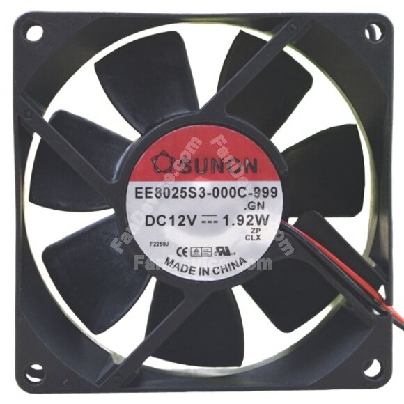 Sunon EE8025S3-000C-999 DC 12V 1.92W 2 Wires 8025 Axial Cooling Fan