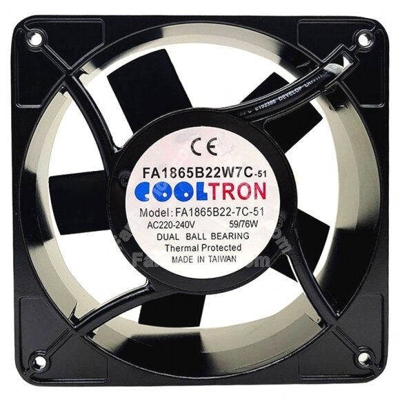 COOLTRON FA1865B22-7C-51 AC 220-240V 59/76W Ball Bearing Thermal Protected Fan