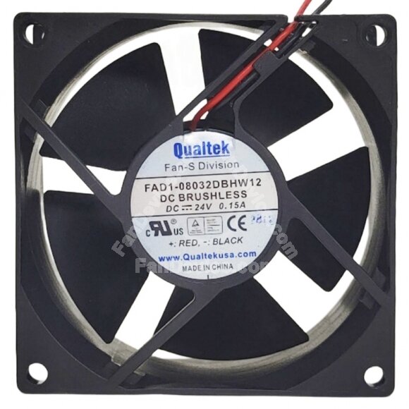 Qualtek FAD1-08032DBHW12 DC 24V 0.15A 2 Wires Brushless Axial Cooling Fan