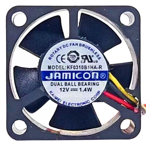 JAMICON KF0310B1HA-R DC 12V 1.4W Dual Ball Bearing Axial Cooling Fan