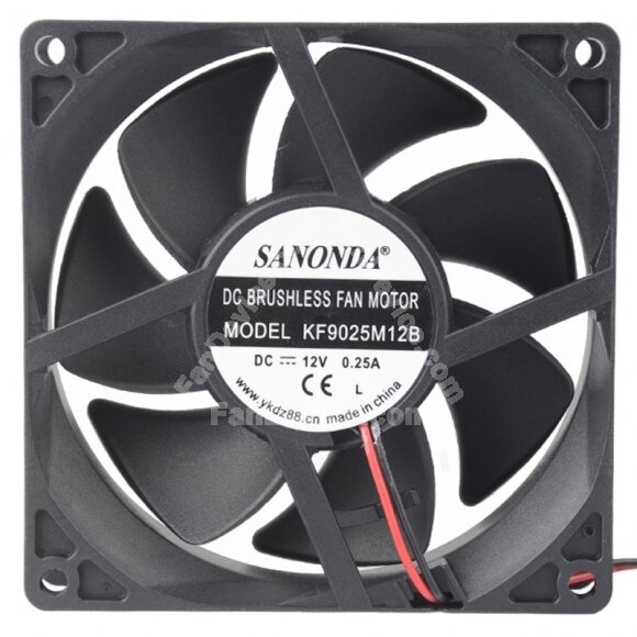 SANONDA KF9025M12B DC 12V 0.25A 2 Wires Brushless Axial Cooling Fan