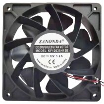 SANONDA KF12038H12B DC 12V 1.6A 2 Wires Brushless Axial Cooling Fan
