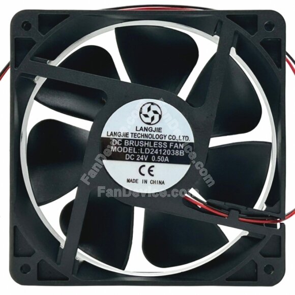LANGJIE LD2412038B DC 24V 0.50A 2 Wires Brushless Axial Cooling Fan