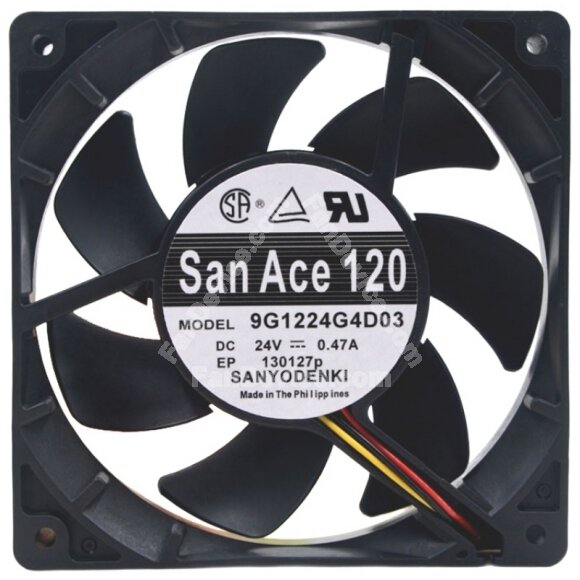 Sanyo Denki 9G1224G4D03 DC 24V 0.47A 2 Wires / 3 Wires Axial Cooling Fan