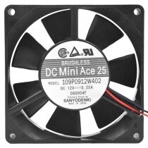 Sanyo Denki 109P0912W402 DC 12V 0.25A 2 Wires Brushless Axial Cooling Fan