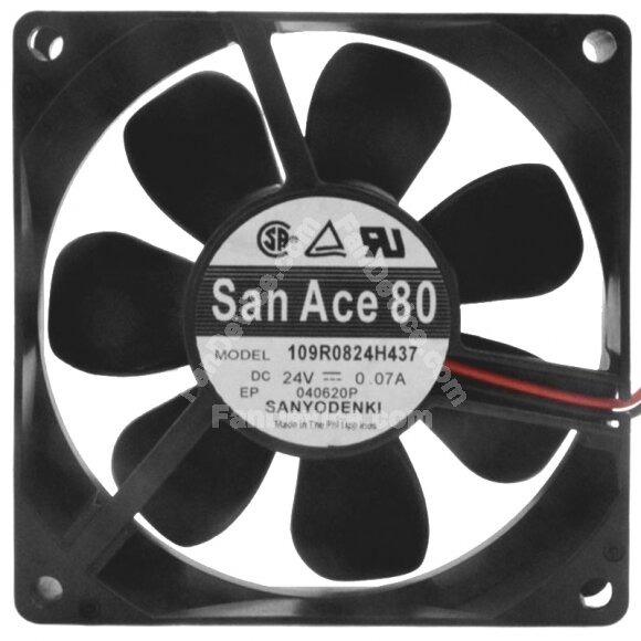 Sanyo Denki 109R0824H437 DC 24V 0.07A 2 Wires Axial Cooling Fan