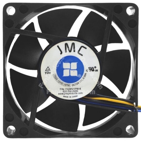 JMC 7025-12HS DC 12V 0.30A 2 Wires / 3 Wires Axial Cooling Fan