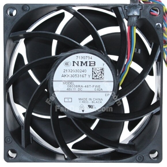 NMB 08038RA-48T-FWE DC 48V 0.82A 4 Wires Axial Cooling Fan