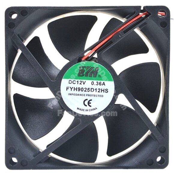FYH9025D12HS DC 12V 0.36A 2 Wires Axial Cooling Fan