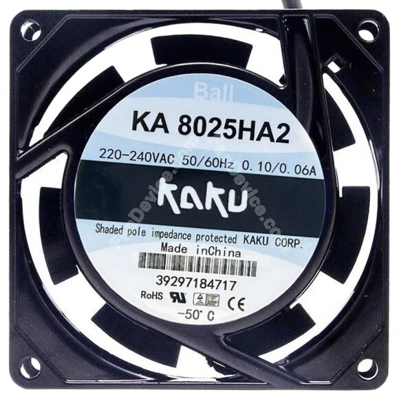 KAKU KA8025HA2 AC 220-240V 0.10/0.06A 2 Wires Axial Cooling Fan