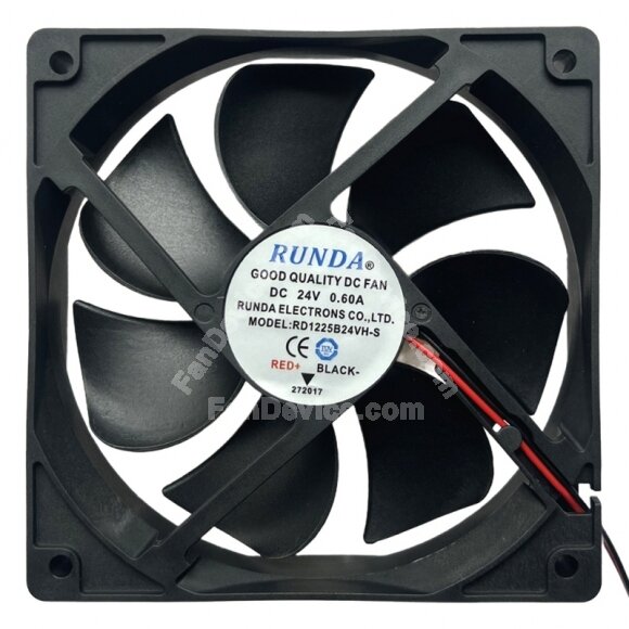 RUNDA RD1225B24VH-S DC 24V 0.60A 2 Wires Axial Cooling Fan