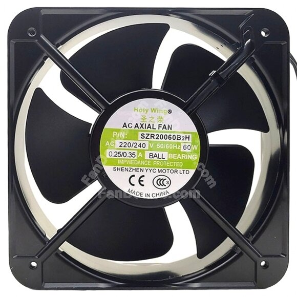 Holy Wing SZR20060B2H AC 220/240V 0.25/0.35A 60W Ball Bearing Cooling Fan