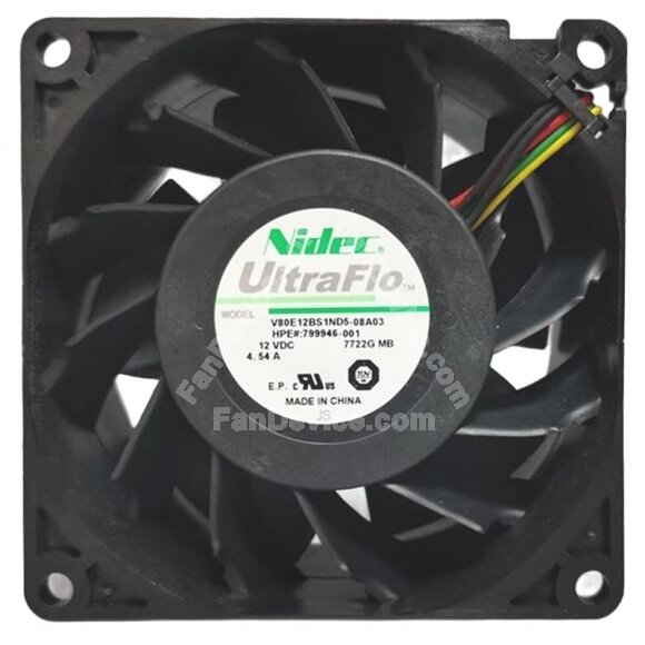 Nidec UltraFlo V80E12BS1ND5-08A03 DC 12V 4.54A 5 Wires Axial Cooling Fan