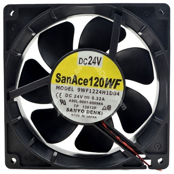 Sanyo Denki 9WF1224H1D04 A90L-0001-0509#A DC 24V 0.32A Axial Cooling Fan