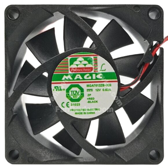 Magic MGA7012ZB-O20 DC 12V 0.63A 2 Wires Axial Cooling Fan