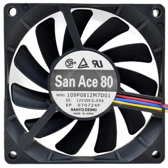 Sanyo 109P0812M7D01 DC 12V 0.09A 3 Wires Axial Cooling Fan