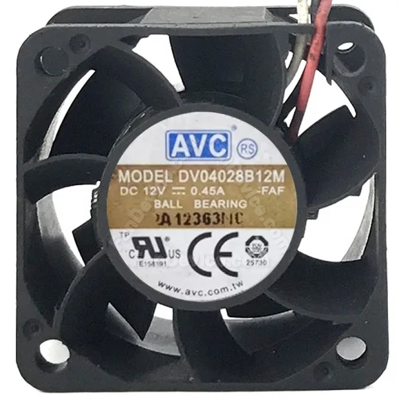 AVC DV04028B12M DC 12V 0.45A 3 Wires Ball Bearing Cooling Fan