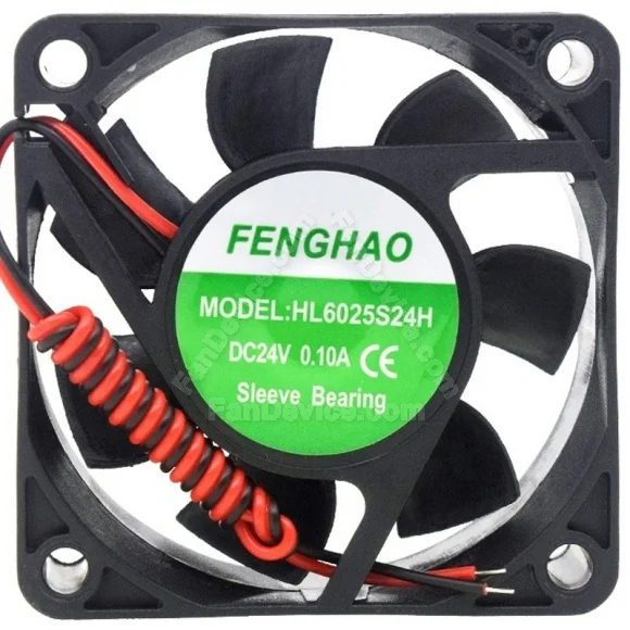 FENGHAO HL6025S24H 24V 0.10A 2 Wires Sleeve Bearing Cooling Fan