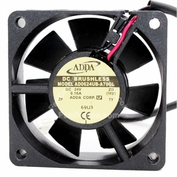 ADDA AD0624UB-A70GL DC 24V 0.16A 2 Wires Axial Cooling Fan