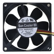 Sanyo Denki San Cooler 80 9A0824G401 DC 24V 0.21A 8025 Axial Cooling Fan