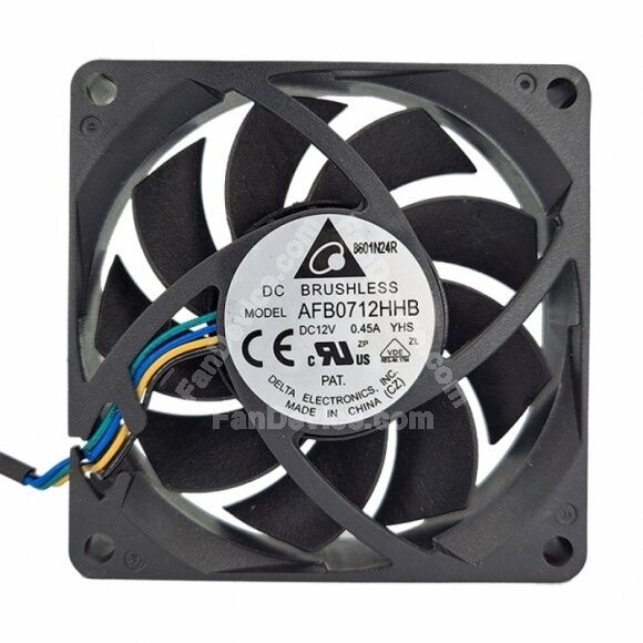 Delta AFB0712HHB DC 12V 0.45A 2 Wires / 3 Wires / 4 Wires Axial Cooling Fan