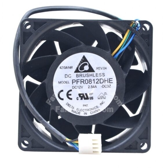 Delta PFR0812DHE DC 12V 2.54A 2 Wires / 3 Wires / 4 Wires Axial Cooling Fan