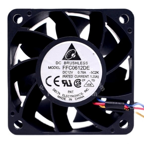 Delta FFC0612DE DC 12V 0.78A 2 Wires / 3 Wires / 4 Wires Axial Cooling Fan