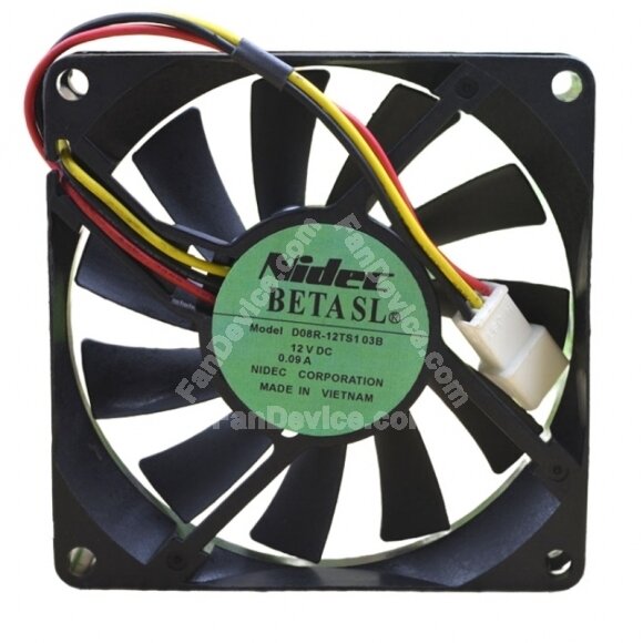 Nidec D08R-12TS103B DC 12V 0.09A 2 Wires / 3 Wires Axial Cooling Fan