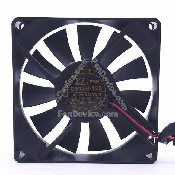 YATE LOON YaLn Fan D80SH-12B DC 12V 0.22A 2 Wires Axial Cooling Fan