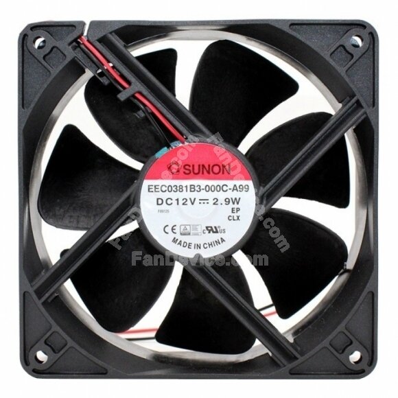 Sunon EEC0381B3-000C-A99 DC 12V 2.9W 2 Wires Axial Cooling Fan