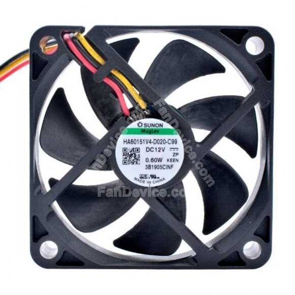 Sunon HA60151V4-D020-C99 DC 12V 0.60W 3 Wires Axial Cooling Fan