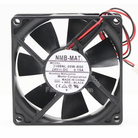 NMB-MAT 3108NL-05W-B50 DC 24V 0.19A 2 Wires / 3 Wires Axial Cooling Fan
