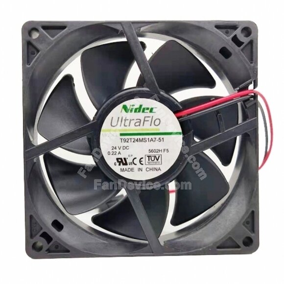 Nidec T92T24MS1A7-51 DC 24V 0.22A 2 Wires Axial Cooling Fan