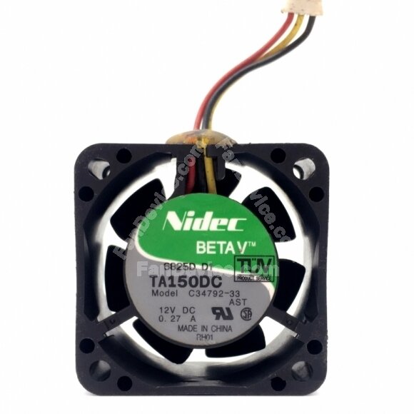 Nidec TA150DC C34792-33 DC 12V 0.27A 3 Wires Axial Cooling Fan