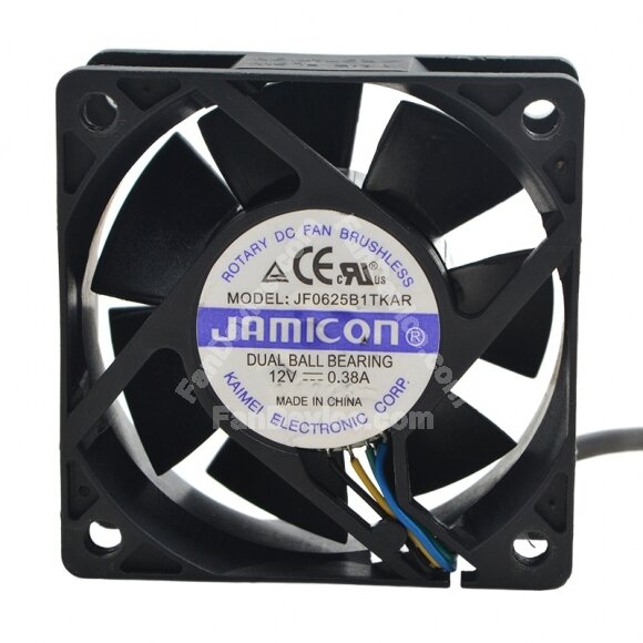 JAMICON JF0625B1TKAR DC 12V 0.38A 6025 Axial Ball Bearing Brushless Cooling Fan