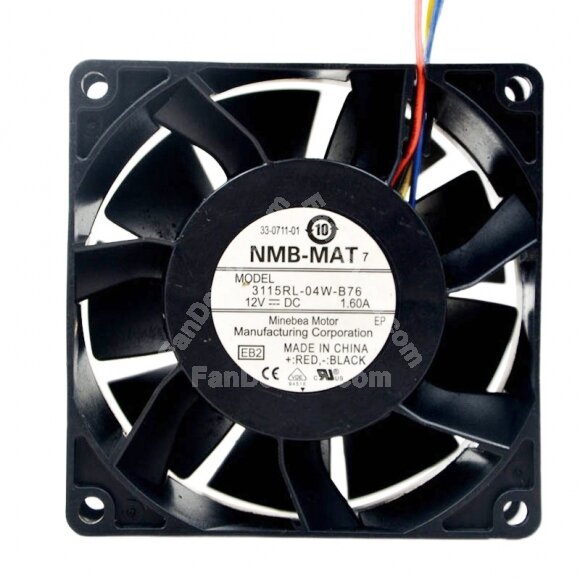 NMB-MAT 3115RL-04W-B76 DC 12V 1.60A 8038 Axial Cooling Fan