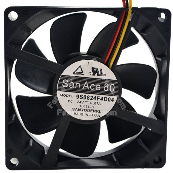 Sanyo Denki San Ace 80 9S0824F4D04 DC 24V 0.07A 8025 Axial Cooling Fan