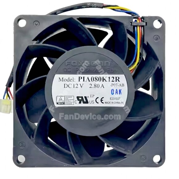 Foxconn PIA080K12R DC 12V 2.80A 8038 Brushless Axial Cooling Fan