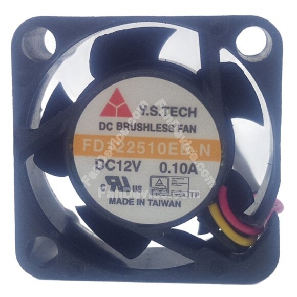 Y.S.TECH FD122510EB-N DC 12V 0.10A 2510 Axial Brushless Cooling Fan